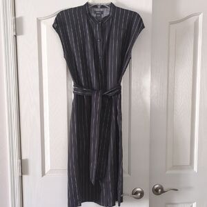 pure amici size SBlack and White Striped Midi Dress